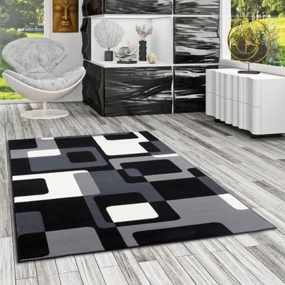 Teppich Modern Trendline Schwarz Grau Retro