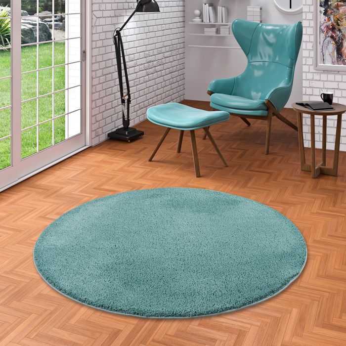 Palace - Tapis Shaggy à poils longs - Vert Menthe - Rond