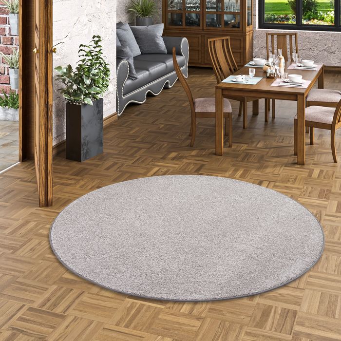 Luxus Soft Velours Teppich Shine Taupe Rund