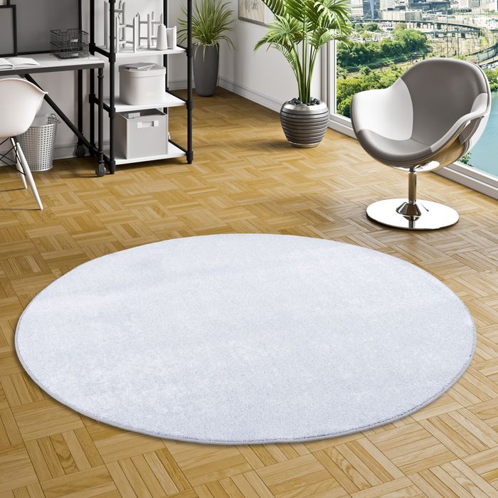 Luxus Soft Velours Teppich Shine Silbergrau Rund
