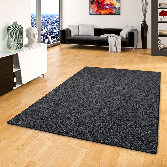 Hochflor Velours Teppich Luna Mix Anthrazit