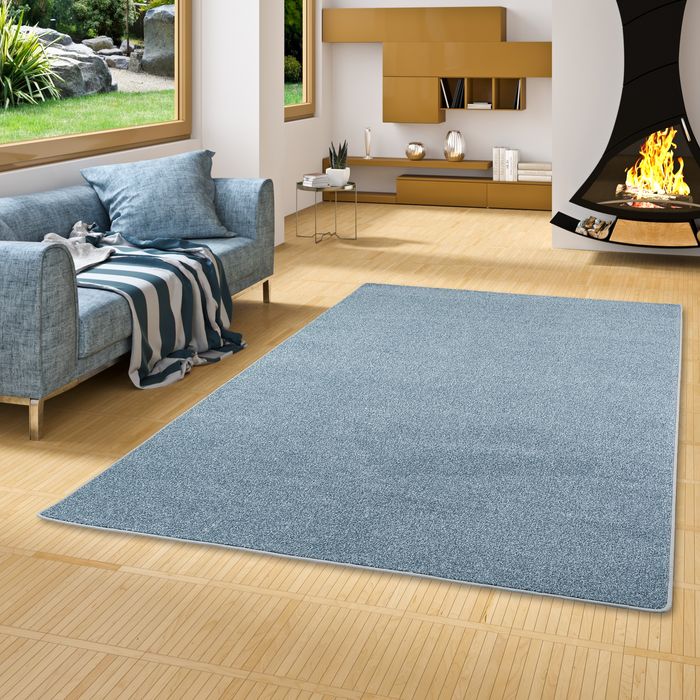 Hochflor Velours Teppich Luna Mix Blau