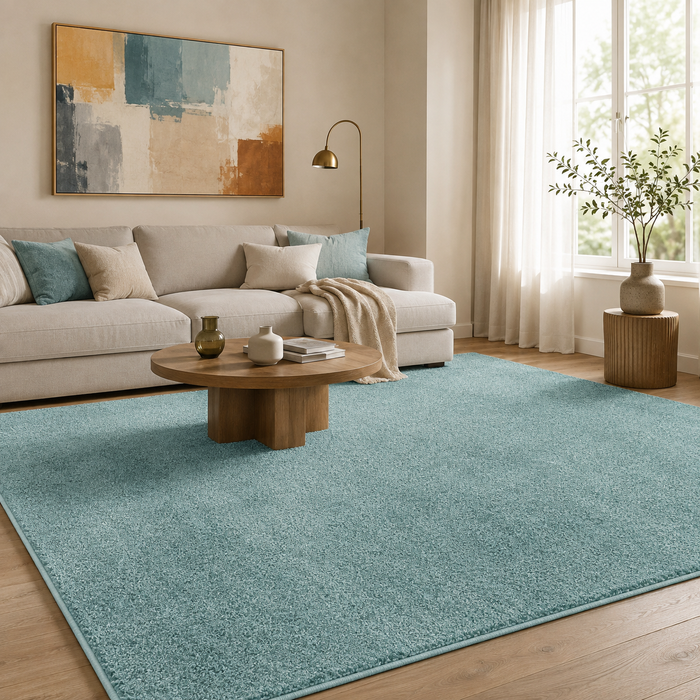 Hochflor Velours Teppich Luna Mintgrün