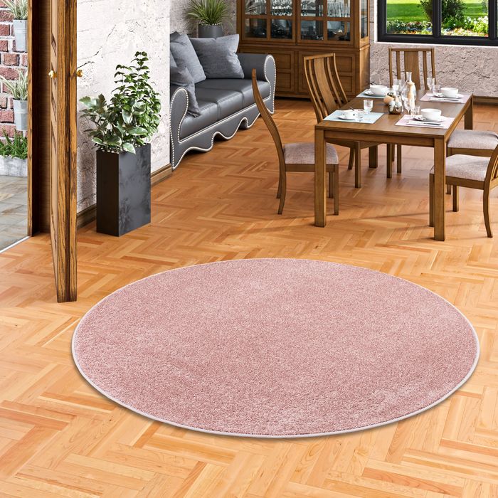 Hochflor Velours Teppich Luna Altrosa Rund