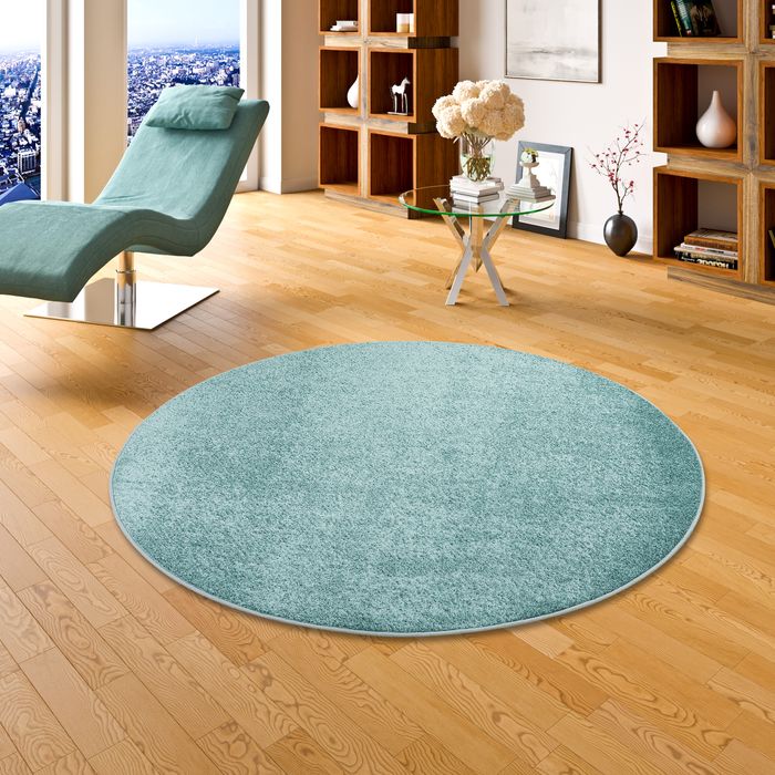 Hochflor Velours Teppich Luna Mintgrün Rund