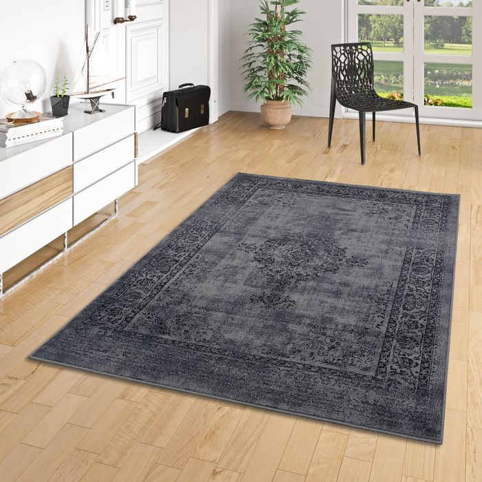 Designer Teppich Passion Vintage Anthrazit Bordüre
