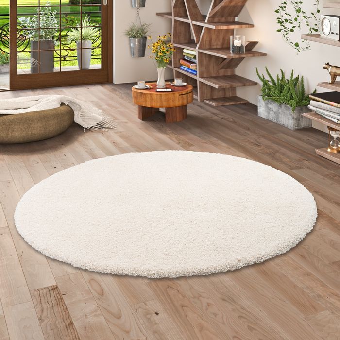 Dream - Shaggy Tapis à poils longs de luxe - Beige - Rond