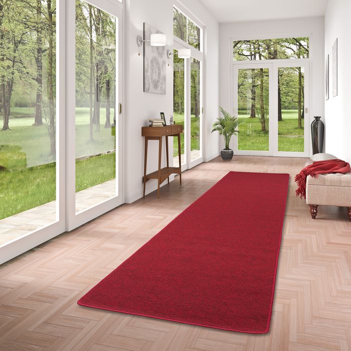 Tapis Coureur Strong Velours Bouclé Rouge