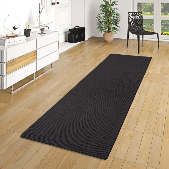 Sisal Natur Läufer Teppich Astra Schwarz