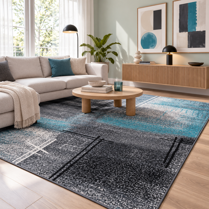 Tapis design Brilliant Noir Bleu Dégradé