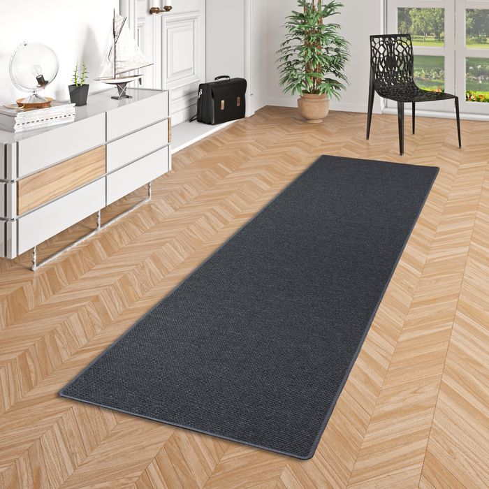 Bentzon - Tapis long couloir - Tapis plat tissé - Anthracite