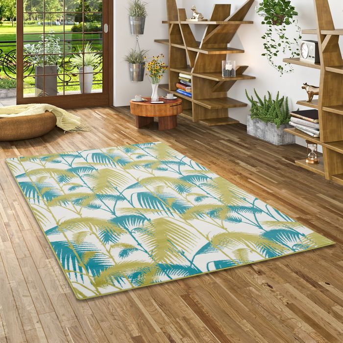 Designer Teppich Samba Türkis Grün Palmen