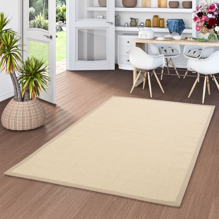 Sisalteppich Natura Creme Mix Bordüre Beige