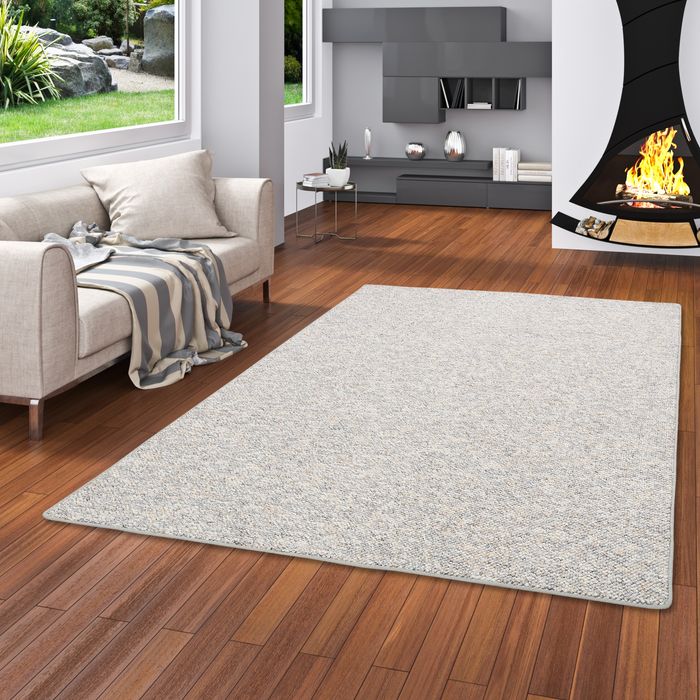 Luxus Woll-Optik Berber Teppich Juna Grau Meliert