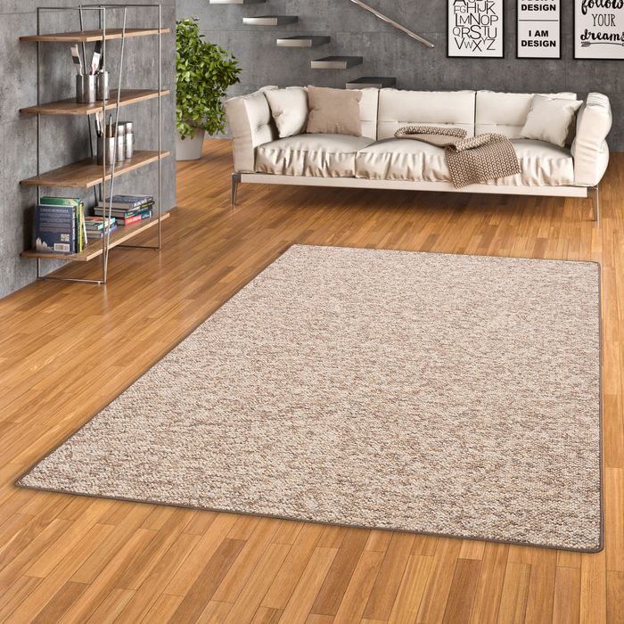 Luxus Woll-Optik Berber Teppich Juna Braun Meliert