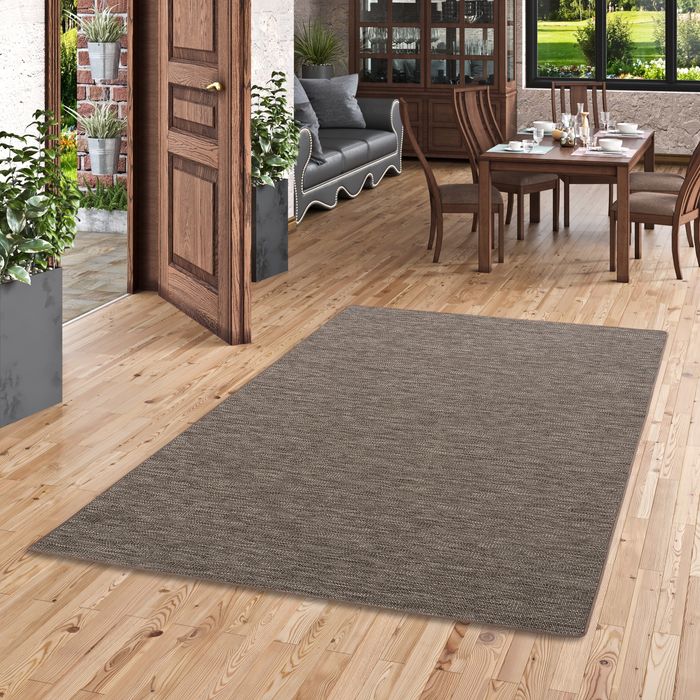 Sisal-Optik Designer Flachgewebe Teppich Pure Braun Meliert