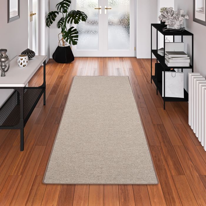 Bentzon Nature - Tapis en laine long couloir - Tapis plat tissé - Marron