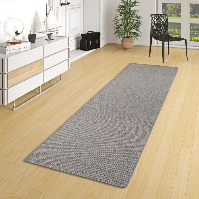 Bentzon - Tapis long couloir - Tapis plat tissé - Gris Bleu