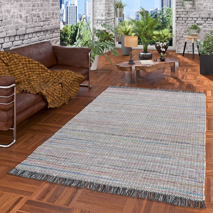 Cayenne - Tapis en coton naturel - Gris Moucheté