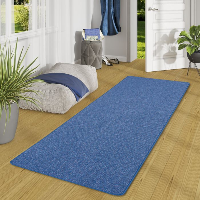 Tapis coureur en boucles Alma bleu chiné