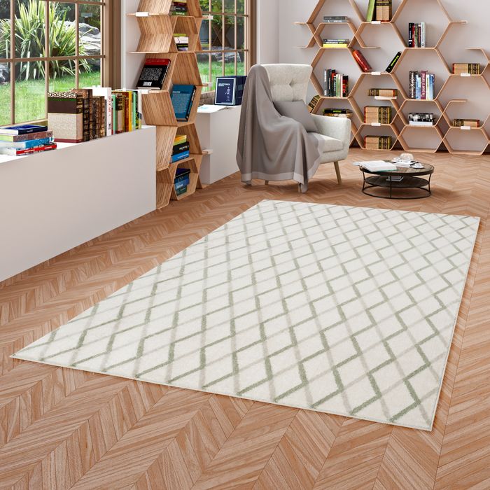 Retro Montana - Tapis de designer - Losange Vert Naturel