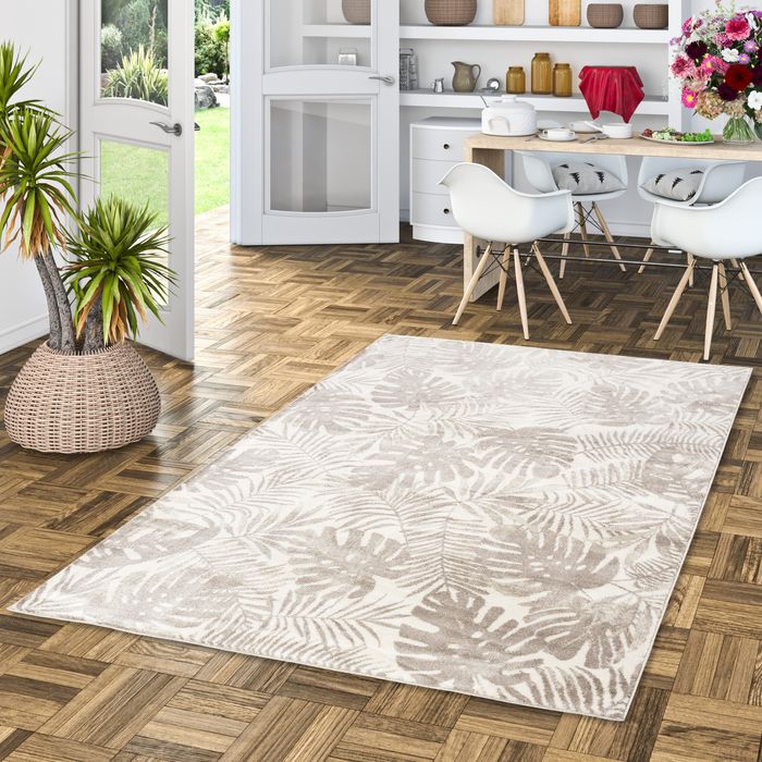 Retro Montana - Tapis de designer - Feuilles Beige Naturel
