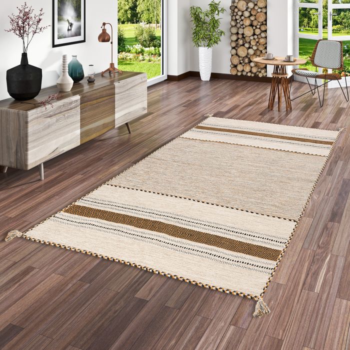 Navarro - Tapis kilim naturel - Curry Beige