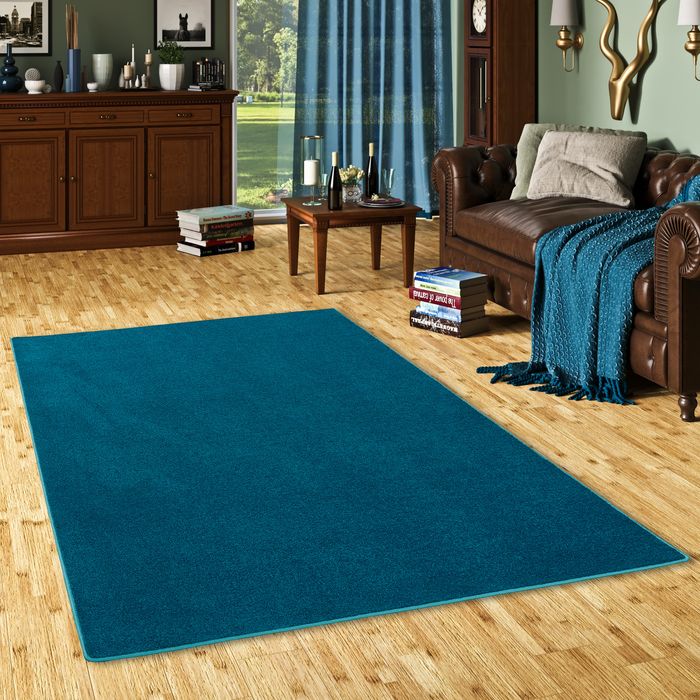 Hochflor Velours Teppich Luna Petrol