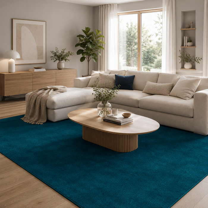 Hochflor Velours Teppich Luna Petrol