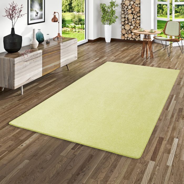 Hochflor Velours Teppich Luna Lindgrün