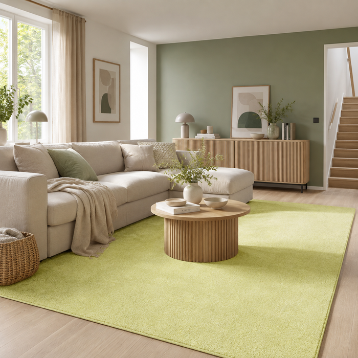 Hochflor Velours Teppich Luna Lindgrün
