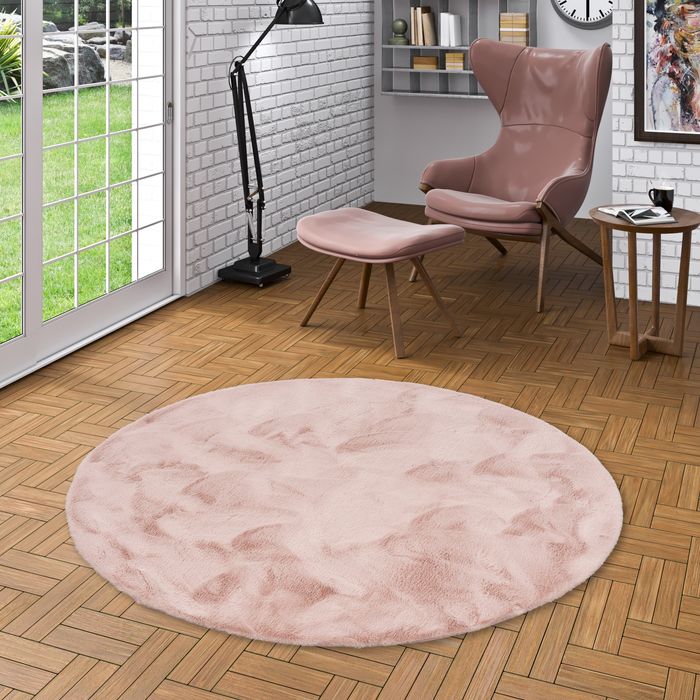 Plush - Tapis de luxe en fourrure synthétique super doux - Vieux Rose - Rond
