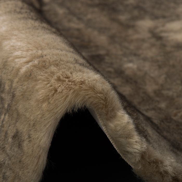 Aspen - Tapis de luxe en fourrure synthétique super doux - Beige marron moucheté - Rond