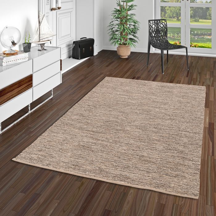 Kelim Easy - Tapis naturel en coton - Marron Moucheté