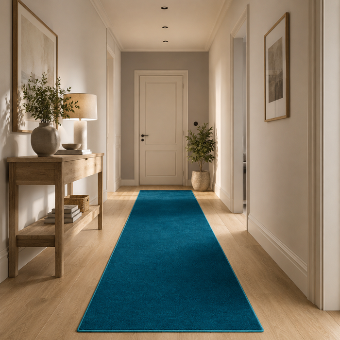 Hochflor Velours Läufer Teppich Luna Petrol