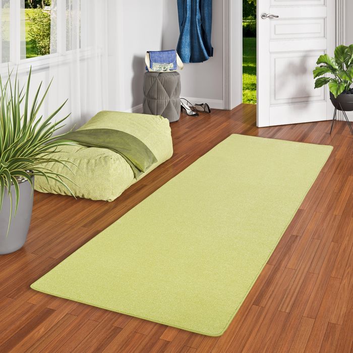 Luna -  Tapis long couloir - Tapis en velours à poils longs - Vert Lime