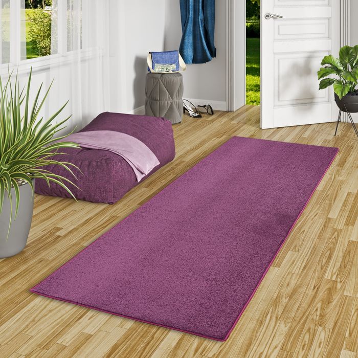 Luna - Tapis long couloir - Tapis en velours à poils longs - Violet