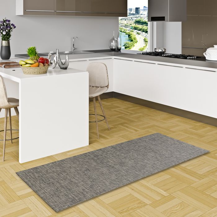 Vinyl Teppich Läufer Modern Anthrazit Meliert