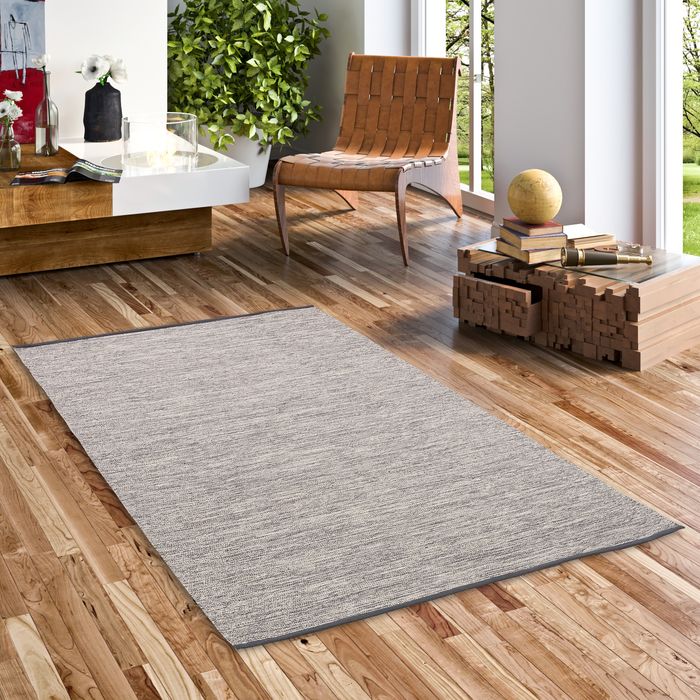 Kelim Easy - Tapis naturel en coton - Gris Moucheté