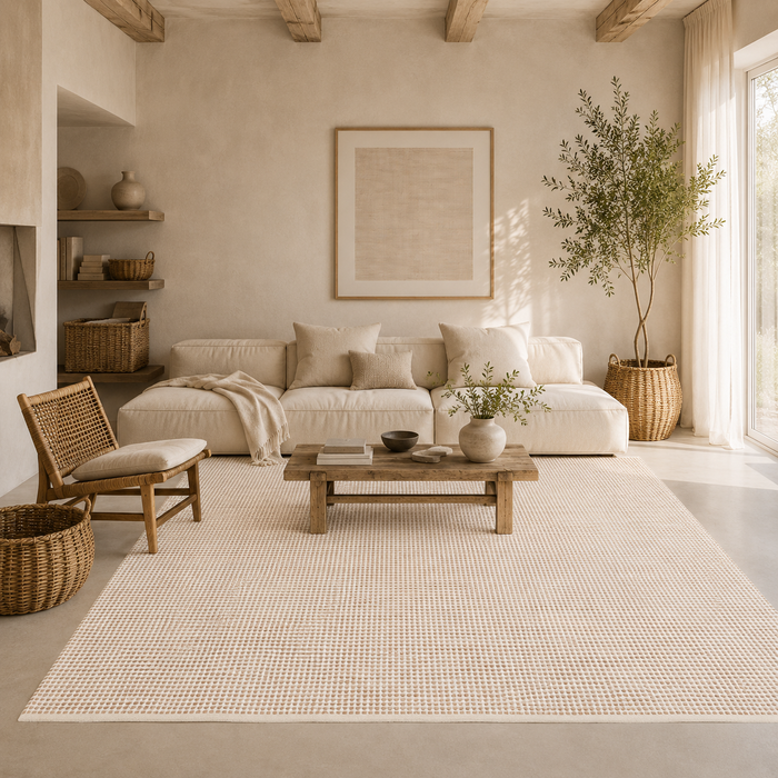 Baumwolle Natur Kelim Teppich Sandy Beige Modern