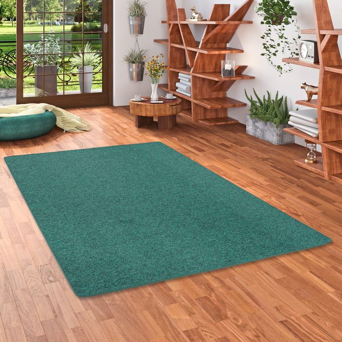 Feinschlingen Velours Teppich Strong Petrol