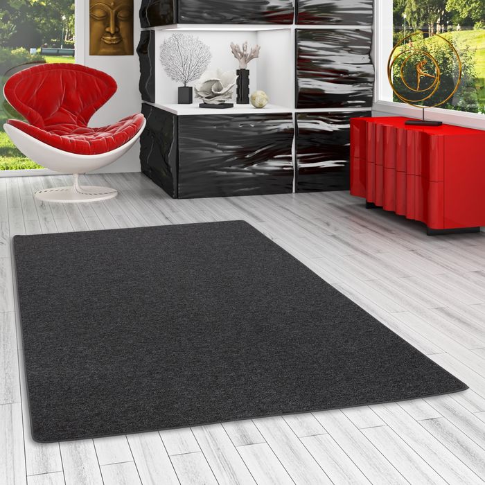 Feinschlingen Velour Teppich Strong Schwarz Grau
