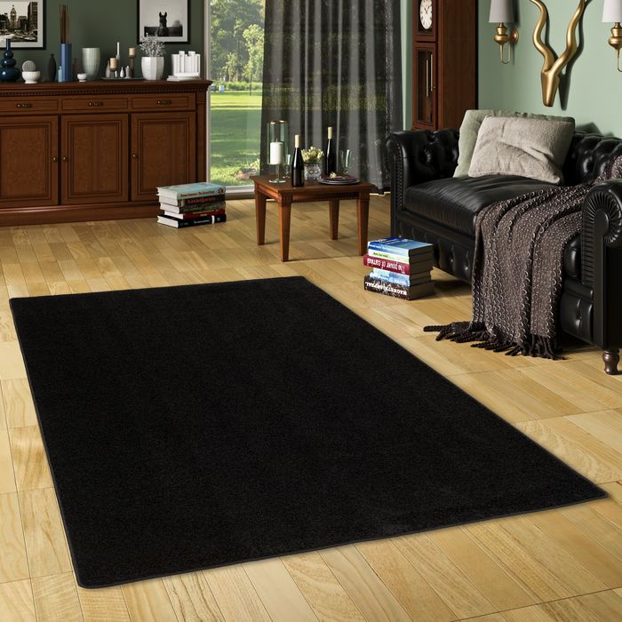 Hochflor Langflor Teppich Cottage Schwarz