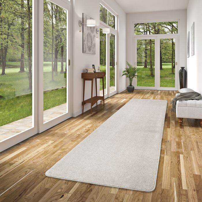 Hochflor Luxus Velours Läufer Teppich Touch Silber