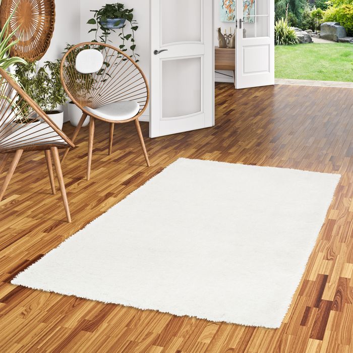 Hochflor Langflor Shaggy Teppich Glow Weiss