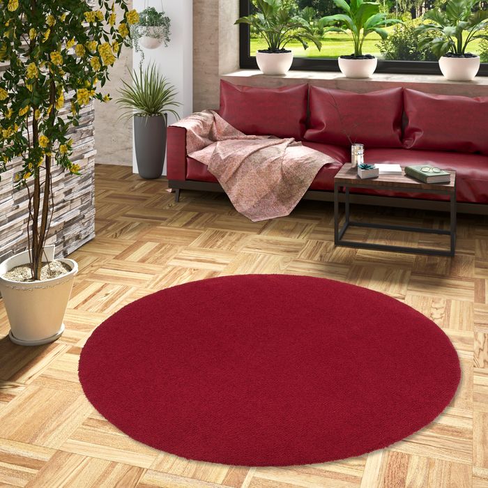 Velvet Shaggy - Tapis de luxe à poils longs - Bordeaux - Rond