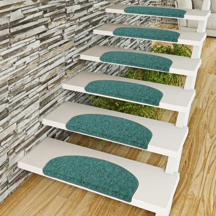 Strong - Trend boucles tapis marche escalier - turquoise pétrole (semi-circulaire)