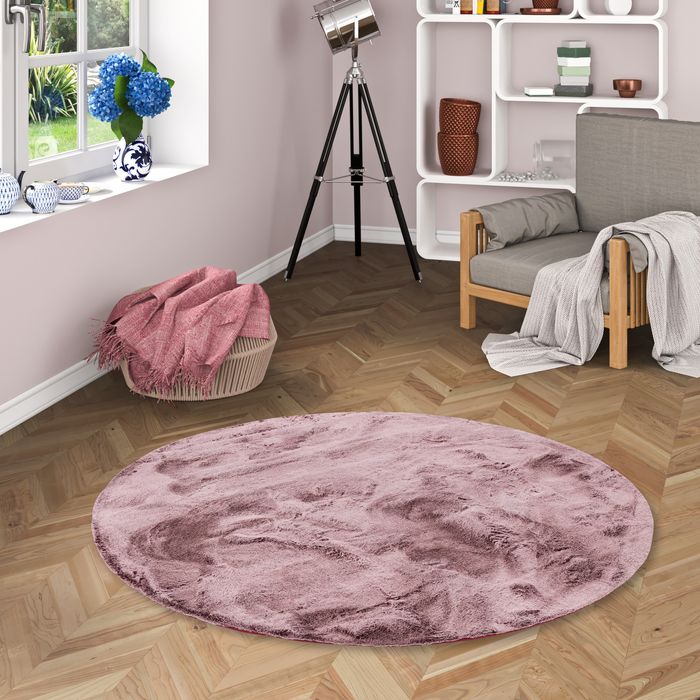 Plush - Tapis de luxe en fourrure synthétique super doux - Baie Moucheté - Rond