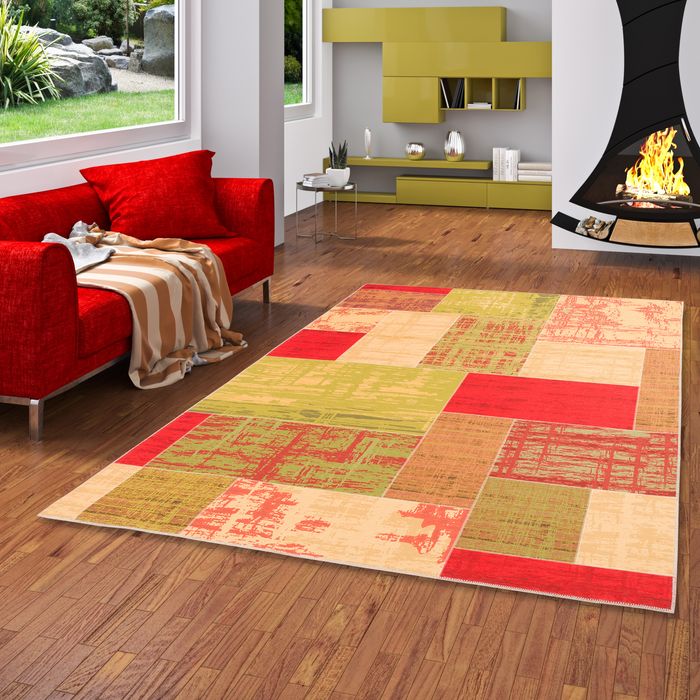 Primus - Tapis de Designer Vintage - Patchwork Terre Cuite