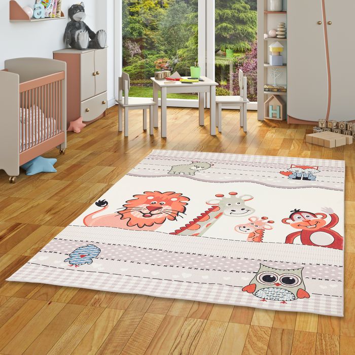 Plush Enfants - Tapis de luxe en fourrure synthétique super doux - Monde Animal Beige